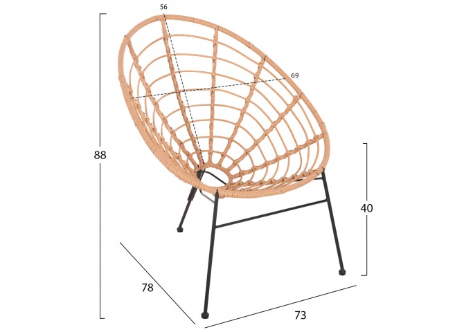 ΠΟΛΥΘΡΟΝΑ ΤΥΠΟΥ ΦΩΛΙΑ ΜΕΤΑΛΛΙΚΗ ALLEGRA HM5458.11 ΜΕ WICKER ΜΠΕΖ 73x78x88Υεκ.