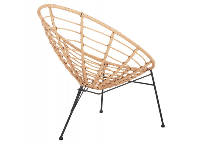 ΠΟΛΥΘΡΟΝΑ ΤΥΠΟΥ ΦΩΛΙΑ ΜΕΤΑΛΛΙΚΗ ALLEGRA HM5458.11 ΜΕ WICKER ΜΠΕΖ 73x78x88Υεκ.