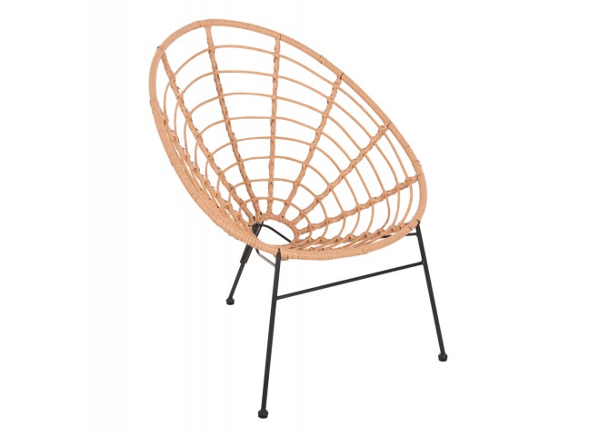 ΠΟΛΥΘΡΟΝΑ ΤΥΠΟΥ ΦΩΛΙΑ ΜΕΤΑΛΛΙΚΗ ALLEGRA HM5458.11 ΜΕ WICKER ΜΠΕΖ 73x78x88Υεκ.