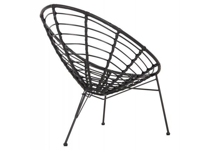 ΠΟΛΥΘΡΟΝΑ ΤΥΠΟΥ ΦΩΛΙΑ ΜΕΤΑΛΛΙΚΗ ALLEGRA HM5458.12 ΜΕ WICKER-ΜΑΥΡΟ 73x78x88Υεκ.