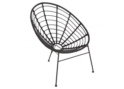 ΠΟΛΥΘΡΟΝΑ ΤΥΠΟΥ ΦΩΛΙΑ ΜΕΤΑΛΛΙΚΗ ALLEGRA HM5458.12 ΜΕ WICKER-ΜΑΥΡΟ 73x78x88Υεκ.