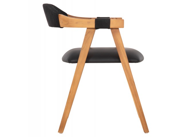 ΠΟΛΥΘΡΟΝΑ RIMINI HM9867.02 ΞΥΛΟ TEAK ΦΥΣΙΚΟ-ΜΑΥΡΟ ΣΧΟΙΝΙ & PU ΚΑΘΙΣΜΑ 60x61x76Υεκ.