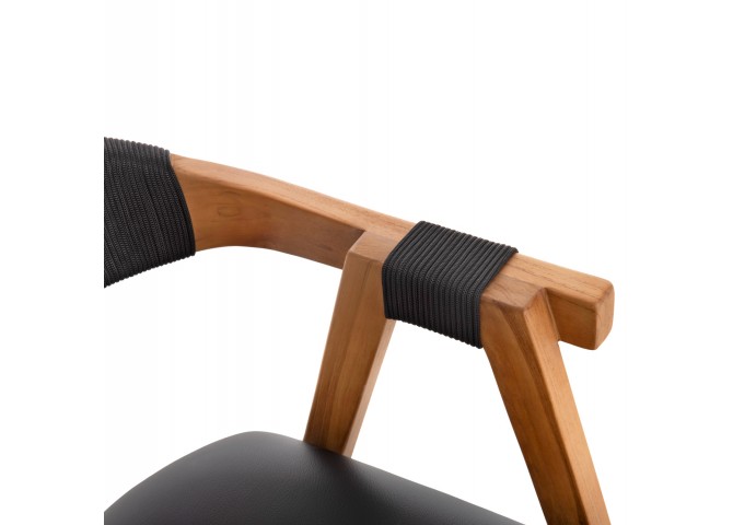 ΠΟΛΥΘΡΟΝΑ RIMINI HM9867.02 ΞΥΛΟ TEAK ΦΥΣΙΚΟ-ΜΑΥΡΟ ΣΧΟΙΝΙ & PU ΚΑΘΙΣΜΑ 60x61x76Υεκ.