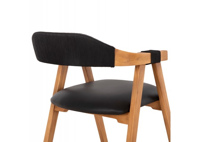 ΠΟΛΥΘΡΟΝΑ RIMINI HM9867.02 ΞΥΛΟ TEAK ΦΥΣΙΚΟ-ΜΑΥΡΟ ΣΧΟΙΝΙ & PU ΚΑΘΙΣΜΑ 60x61x76Υεκ.