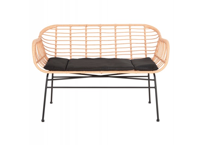 ΚΑΝΑΠΕΣ ALLEGRA HM6077 ΜΑΥΡΟ ΜΕΤΑΛΛΟ-ΜΠΕΖ ΣΥΝΘ.RATTAN 120x62x80Υεκ.
