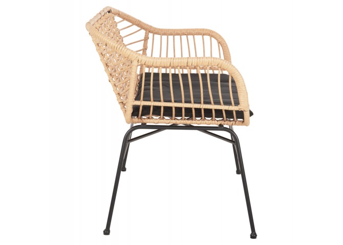 ΚΑΝΑΠΕΣ ALLEGRA HM6077 ΜΑΥΡΟ ΜΕΤΑΛΛΟ-ΜΠΕΖ ΣΥΝΘ.RATTAN 120x62x80Υεκ.