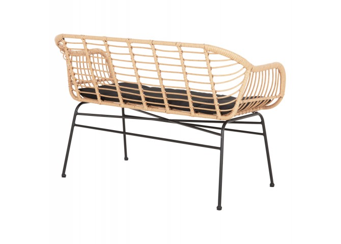 ΚΑΝΑΠΕΣ ALLEGRA HM6077 ΜΑΥΡΟ ΜΕΤΑΛΛΟ-ΜΠΕΖ ΣΥΝΘ.RATTAN 120x62x80Υεκ.