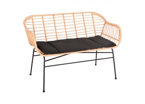 ΚΑΝΑΠΕΣ ALLEGRA HM6077 ΜΑΥΡΟ ΜΕΤΑΛΛΟ-ΜΠΕΖ ΣΥΝΘ.RATTAN 120x62x80Υεκ.