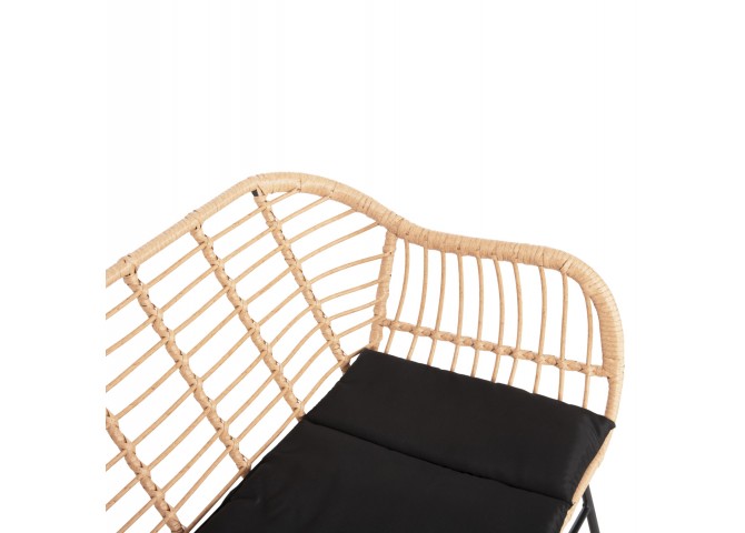 ΚΑΝΑΠΕΣ ALLEGRA HM6077 ΜΑΥΡΟ ΜΕΤΑΛΛΟ-ΜΠΕΖ ΣΥΝΘ.RATTAN 120x62x80Υεκ.