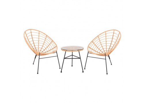 ΣΕΤ ΕΞΩΤΕΡΙΚΟΥ ΧΩΡΟΥ 3ΤΜΧ ALLEGRA HM21047.11 ΜΠΕΖ ΣΥΝΘ.RATTAN-ΜΕΤΑΛΛΟ ΣΕ ΜΑΥΡΟ