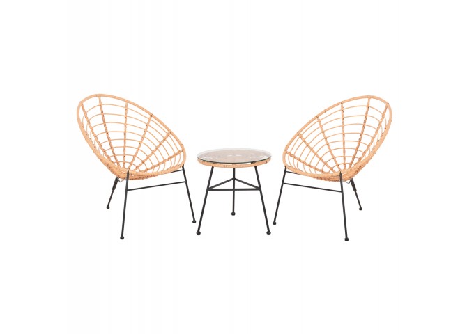 ΣΕΤ ΕΞΩΤΕΡΙΚΟΥ ΧΩΡΟΥ 3ΤΜΧ ALLEGRA HM21047.11 ΜΠΕΖ ΣΥΝΘ.RATTAN-ΜΕΤΑΛΛΟ ΣΕ ΜΑΥΡΟ
