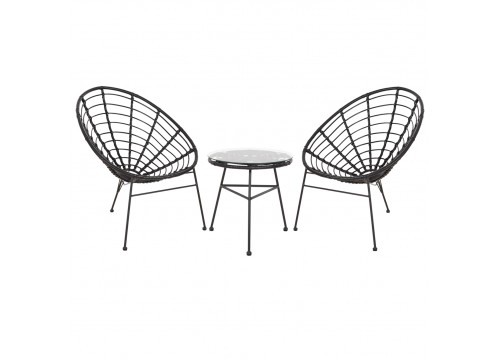 ΣΕΤ ΕΞΩΤΕΡΙΚΟΥ ΧΩΡΟΥ 3ΤΜΧ ALLEGRA HM21047.12 ΜΑΥΡΟ ΣΥΝΘ.RATTAN & ΜΕΤΑΛΛΟ