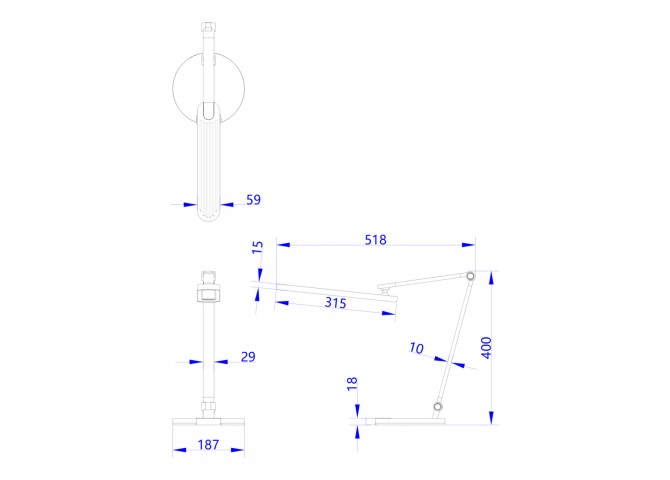 ΦΩΤΙΣΤΙΚΟ ΓΡΑΦΕΙΟΥ LED BLAIN PRO HM4454.07 ΓΚΡΙ ΒΑΣΗ ABS & ΑΛΟΥΜΙΝΙΟ 51,8x40Υεκ.