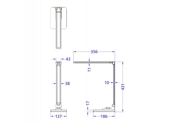 ΦΩΤΙΣΤΙΚΟ ΓΡΑΦΕΙΟΥ LED BLAIN PRO HM4458.08 ΑΣΗΜΙ ΒΑΣΗ ABS-ΑΣΗΜΙ ΜΠΡΑΤΣΑ ΑΛΟΥΜΙΝΙΟΥ 35,6x43,1Υεκ