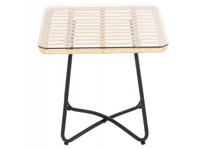 ΤΡΑΠΕΖΑΚΙ GERRY HM5717.11 ΜΕ WICKER ΜΠΕΖ-ΜΑΥΡΟ ΜΕΤΑΛ.ΣΚΕΛΕΤΟ 50x50x47,5Υεκ.