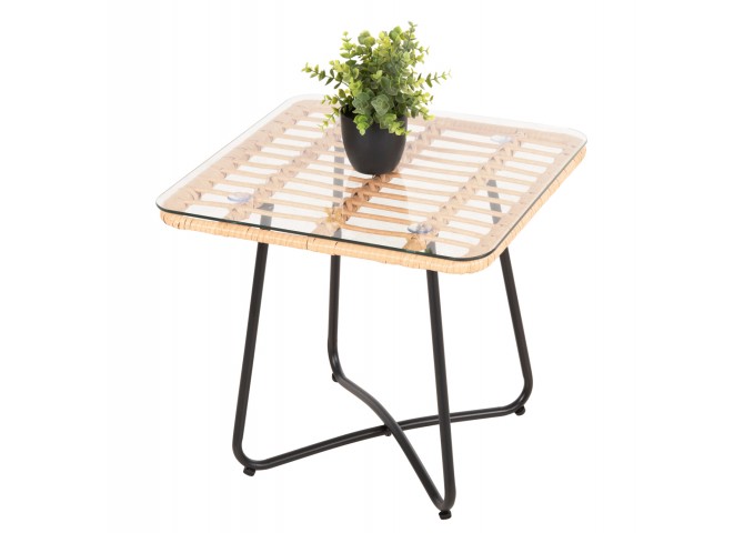 ΤΡΑΠΕΖΑΚΙ GERRY HM5717.11 ΜΕ WICKER ΜΠΕΖ-ΜΑΥΡΟ ΜΕΤΑΛ.ΣΚΕΛΕΤΟ 50x50x47,5Υεκ.