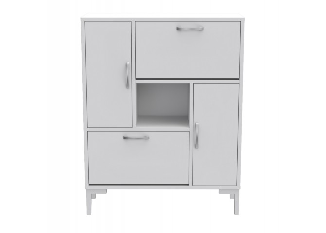 ΠΑΠΟΥΤΣΟΘΗΚΗ MEDY HM18187.03 ΜΕΛΑΜΙΝΗ ΣΕ ΛΕΥΚΟ-ΛΕΥΚΑ ΠΟΔΙΑ 86,5x30x109Υεκ