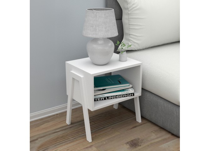 ΚΟΜΟΔΙΝΟ JAKE HM18182.01 ΜΕΛΑΜΙΝΗ ΣΕ ΛΕΥΚΟ 48x35x49Υεκ.