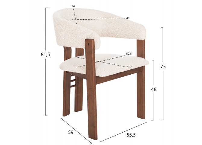 ΚΑΡΕΚΛΑ ZARRA HM9970.03 RUBBERWOOD ΣΕ ΚΑΡΥΔΙ-ΕΚΡΟΥ ΜΠΟΥΚΛΕ ΥΦΑΣΜΑ 55,5x59x81,5Υεκ