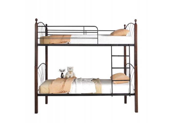 ΚΟΥΚΕΤΑ ΚΡΕΒΑΤΙ STOREY HM687 ΜΑΥΡΟ ΜΕΤΑΛΛΟ-ΚΑΡΥΔΙ RUBBERWOOD 200x90x158Υεκ