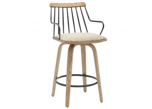 ΣΚΑΜΠΟ ΜΠΑΡ JUDI HM9985.01 WHITE WASH Κ.Π.-ΜΑΥΡΟ ΜΕΤΑΛΛΟ-ΜΠΕΖ ΥΦΑΣΜΑ 48x52x92Υεκ
