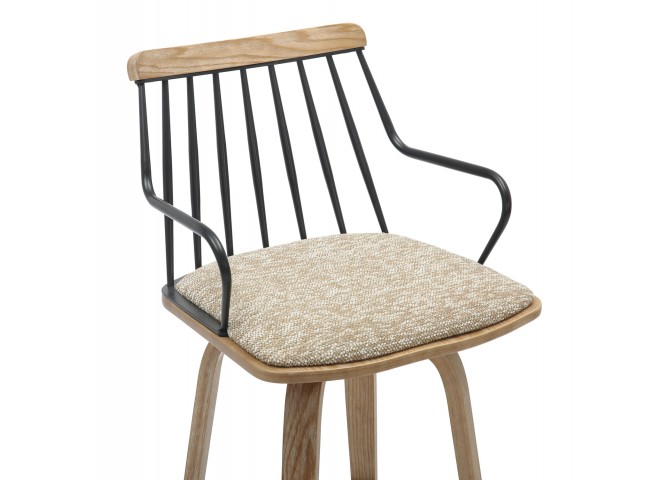 ΣΚΑΜΠΟ ΜΠΑΡ JUDI HM9985.01 WHITE WASH Κ.Π.-ΜΑΥΡΟ ΜΕΤΑΛΛΟ-ΜΠΕΖ ΥΦΑΣΜΑ 48x52x92Υεκ