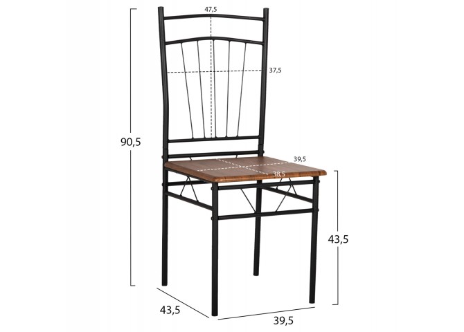 ΣΕΤ ΤΡΑΠΕΖΑΡΙΑΣ 5ΤΜΧ PEARY HM9416.11 ΜΕΤΑΛΛΟ ΜΑΥΡΟ-MDF ΚΑΡΥΔΙ 110x60x74Yεκ.