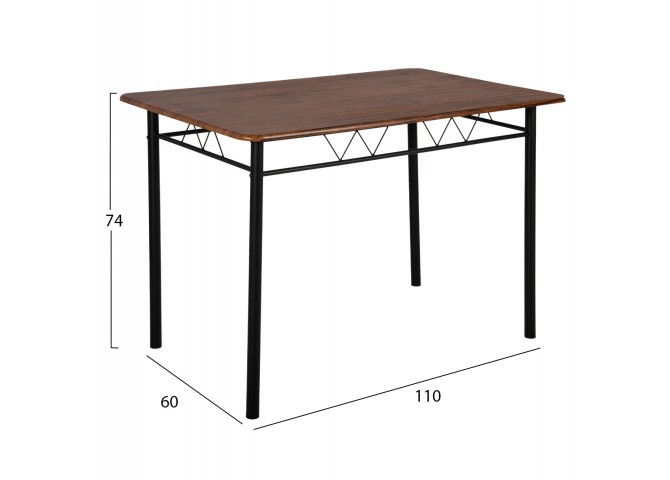 ΣΕΤ ΤΡΑΠΕΖΑΡΙΑΣ 5ΤΜΧ PEARY HM9416.11 ΜΕΤΑΛΛΟ ΜΑΥΡΟ-MDF ΚΑΡΥΔΙ 110x60x74Yεκ.