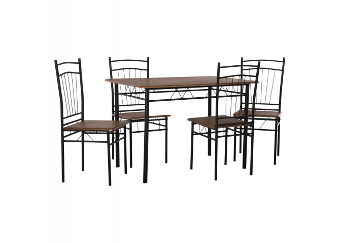 ΣΕΤ ΤΡΑΠΕΖΑΡΙΑΣ 5ΤΜΧ PEARY HM9416.11 ΜΕΤΑΛΛΟ ΜΑΥΡΟ-MDF ΚΑΡΥΔΙ 110x60x74Yεκ.