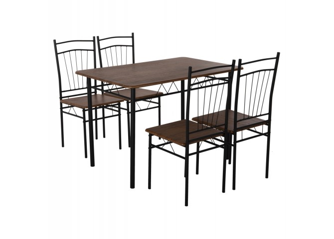 ΣΕΤ ΤΡΑΠΕΖΑΡΙΑΣ 5ΤΜΧ PEARY HM9416.11 ΜΕΤΑΛΛΟ ΜΑΥΡΟ-MDF ΚΑΡΥΔΙ 110x60x74Yεκ.