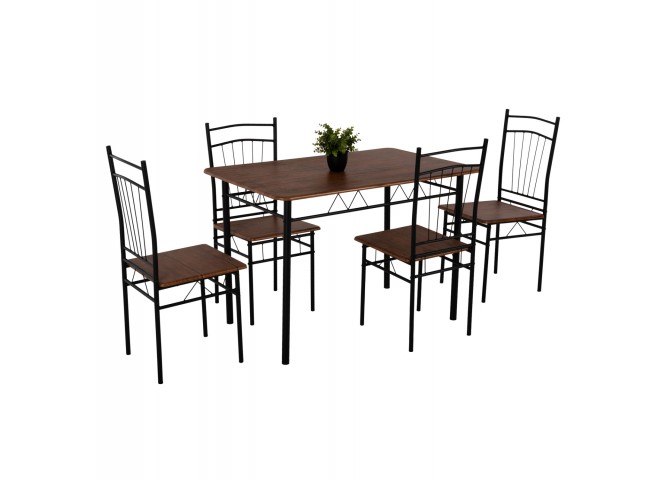 ΣΕΤ ΤΡΑΠΕΖΑΡΙΑΣ 5ΤΜΧ PEARY HM9416.11 ΜΕΤΑΛΛΟ ΜΑΥΡΟ-MDF ΚΑΡΥΔΙ 110x60x74Yεκ.