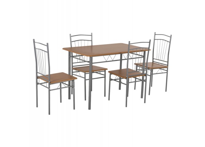 ΣΕΤ ΤΡΑΠΕΖΑΡΙΑΣ 5ΤΜΧ PEARY HM9416.12 ΜΕΤΑΛΛΟ ΑΣΗΜΙ-MDF ΣΟΝΑΜΑ 110x60x74Yεκ.