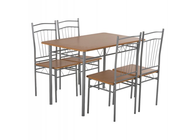 ΣΕΤ ΤΡΑΠΕΖΑΡΙΑΣ 5ΤΜΧ PEARY HM9416.12 ΜΕΤΑΛΛΟ ΑΣΗΜΙ-MDF ΣΟΝΑΜΑ 110x60x74Yεκ.
