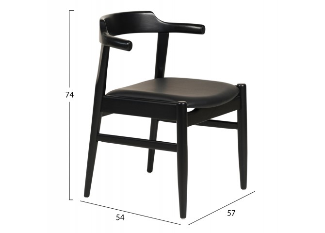 ΠΟΛΥΘΡΟΝΑ ΤΡΑΠΕΖΑΡΙΑΣ CERSEI HM9946.02 RUBBERWOOD & PU ΣΕ ΜΑΥΡΟ 57x54x74Υεκ