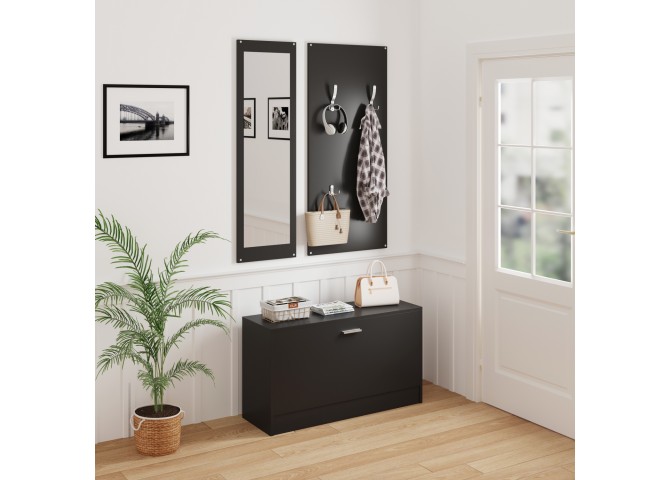 ΣΕΤ ΕΙΣΟΔΟΥ ΜΕ ΚΑΘΡΕΠΤΗ VERN HM2476.02 ΜΕΛΑΜΙΝΗ ΣΕ WENGE 80x27x175Υεκ