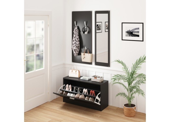ΣΕΤ ΕΙΣΟΔΟΥ ΜΕ ΚΑΘΡΕΠΤΗ VERN HM2476.02 ΜΕΛΑΜΙΝΗ ΣΕ WENGE 80x27x175Υεκ