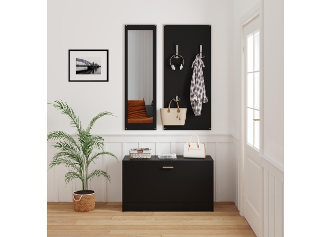 ΣΕΤ ΕΙΣΟΔΟΥ ΜΕ ΚΑΘΡΕΠΤΗ VERN HM2476.02 ΜΕΛΑΜΙΝΗ ΣΕ WENGE 80x27x175Υεκ