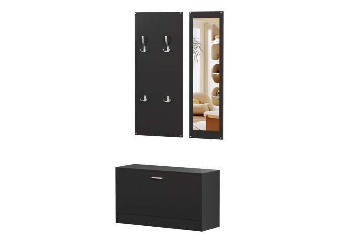 ΣΕΤ ΕΙΣΟΔΟΥ ΜΕ ΚΑΘΡΕΠΤΗ VERN HM2476.02 ΜΕΛΑΜΙΝΗ ΣΕ WENGE 80x27x175Υεκ