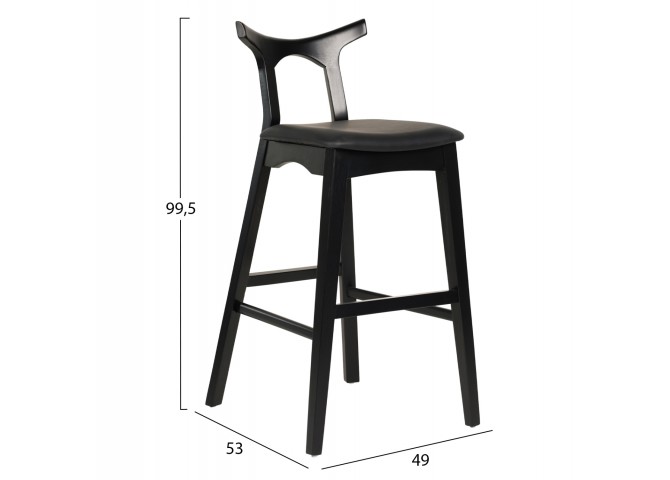 ΣΚΑΜΠΟ ΜΠΑΡ USOPP HM9951.02 RUBBERWOOD & PU ΣΕ ΜΑΥΡΟ 49x53x99,5Υεκ.
