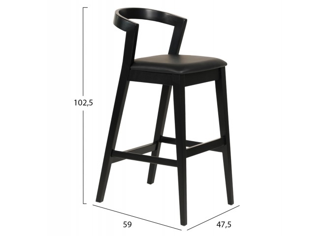 ΣΚΑΜΠΟ ΜΠΑΡ NAMI HM9952.02 RUBBERWOOD & PU-ΜΑΥΡΟ 47,5x59x102,5Υεκ.