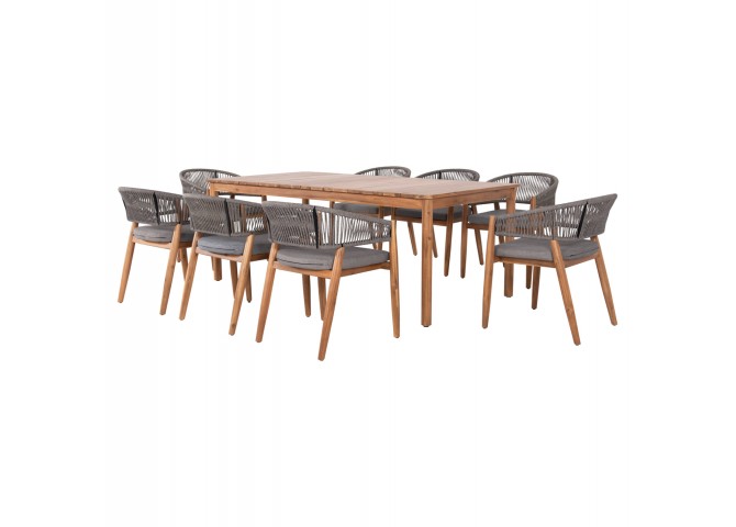 ΣΕΤ ΤΡΑΠΕΖΑΡΙΑΣ 9ΤΜΧ NAVANT HM21066.01 ΤΡΑΠΕΖΙ ΜΕ 8 ΚΑΡΕΚΛΕΣ ΞΥΛΟ ΑΚΑΚΙΑΣ-ΣΧΟΙΝΙ ΓΚΡΙ