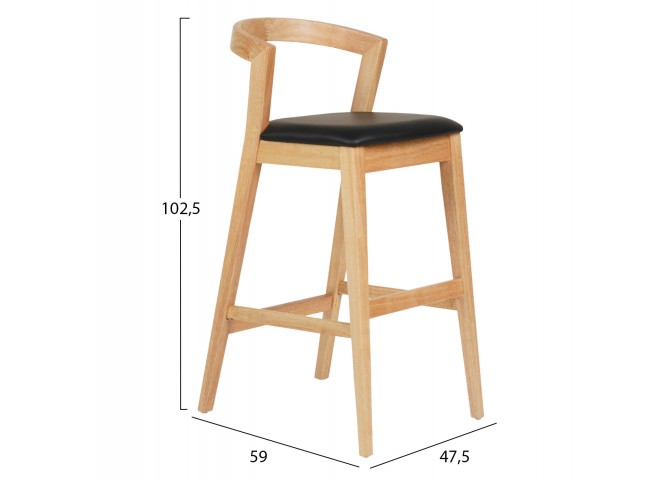 ΣΚΑΜΠΟ ΜΠΑΡ NAMI HM9952.01 RUBBERWOOD ΣΕ ΟΑΚ-ΜΑΥΡΟ PU 47,5x59x102,5Υεκ.