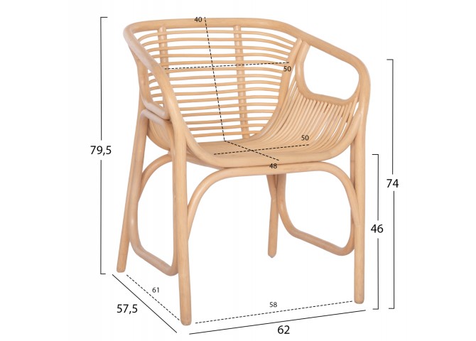 ΠΟΛΥΘΡΟΝΑ MEL ΕΣΩΤΕΡΚΩΝ ΧΩΡΩΝ HM9954.01 ΦΥΣΙΚΟ RATTAN 62x57,5x79,5Υεκ.