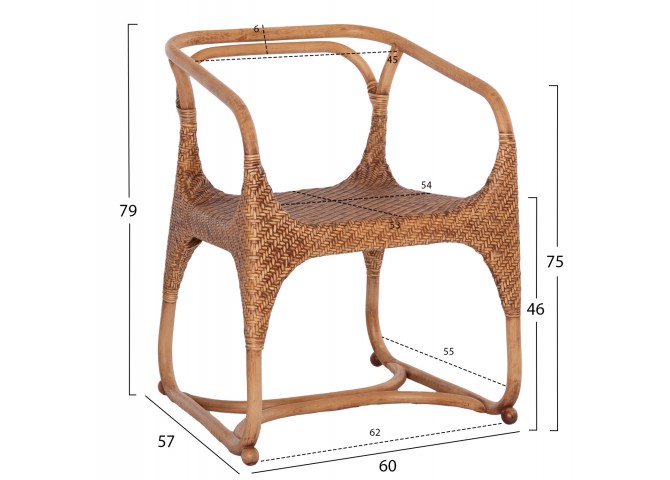 ΠΟΛΥΘΡΟΝΑ RELIK ΕΣΩΤΕΡΚΩΝ ΧΩΡΩΝ HM9955.02 ΦΥΣΙΚΟ RATTAN-ΚΑΡΥΔΙ ΧΡΩΜΑ 60x57x79Υεκ.