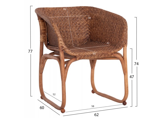 ΠΟΛΥΘΡΟΝΑ ΕΣΩΤ.ΧΩΡΩΝ TUCKET HM9958.02 ΦΥΣΙΚΟ RATTAN-ΚΑΡΥΔΙ ΧΡΩΜΑ 63x60x77Υεκ