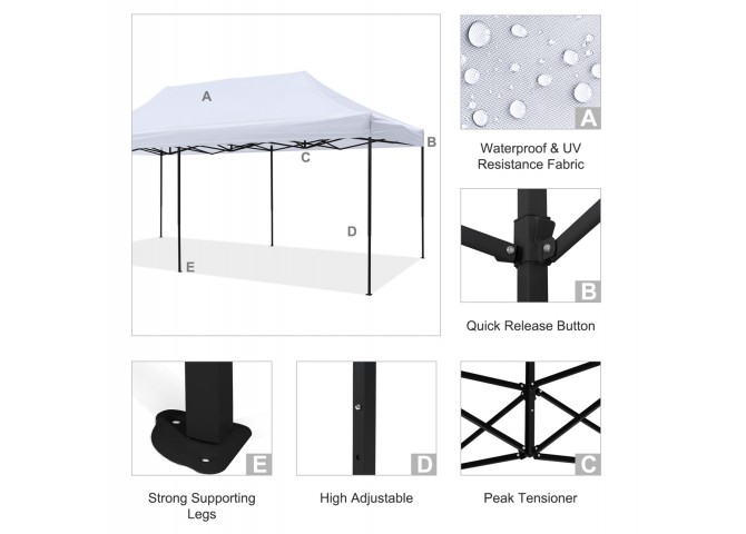 ΚΙΟΣΚΙ/GAZEBO MATTHEW HM6312 ΠΤΥΣΣΟΜΕΝΟ-ΣΚΕΛΕΤΟΣ ΜΕΤΑΛ.ΜΑΥΡΟΣ-ΛΕΥΚΟ ΥΦΑΣΜΑ 3Χ6μ