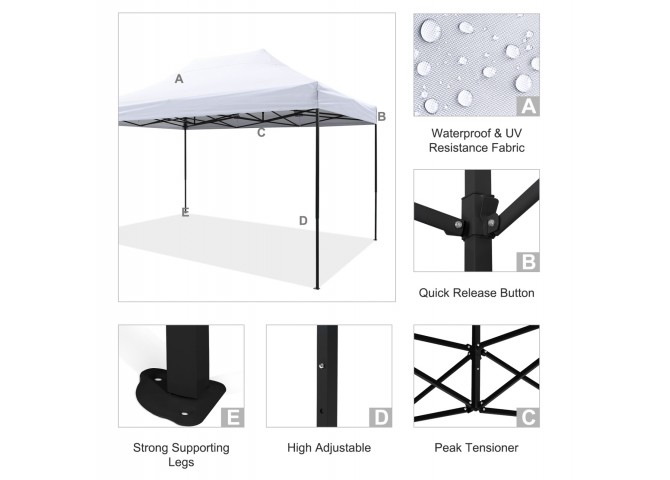 ΚΙΟΣΚΙ/GAZEBO MATTHEW HM6311 ΠΤΥΣΣΟΜΕΝΟ-ΣΚΕΛΕΤΟΣ ΜΕΤΑΛ.ΜΑΥΡΟΣ-ΛΕΥΚΟ ΥΦΑΣΜΑ 3Χ4,5μ