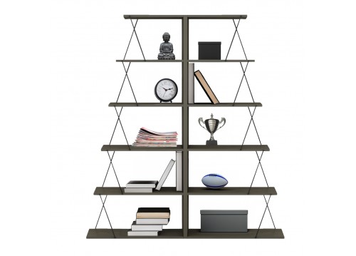 ΣΕΤ ΒΙΒΛΙΟΘΗΚΕΣ 2ΤΜΧ MINI TARS HM11772.13 ΜΕΛΑΜΙΝΗ OLIVE GREY-ΜΑΥΡΕΣ ΒΕΡΓΕΣ 65x24x146Υεκ.(x2)