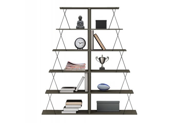 ΣΕΤ ΒΙΒΛΙΟΘΗΚΕΣ 2ΤΜΧ MINI TARS HM11772.13 ΜΕΛΑΜΙΝΗ OLIVE GREY-ΜΑΥΡΕΣ ΒΕΡΓΕΣ 65x24x146Υεκ.(x2)