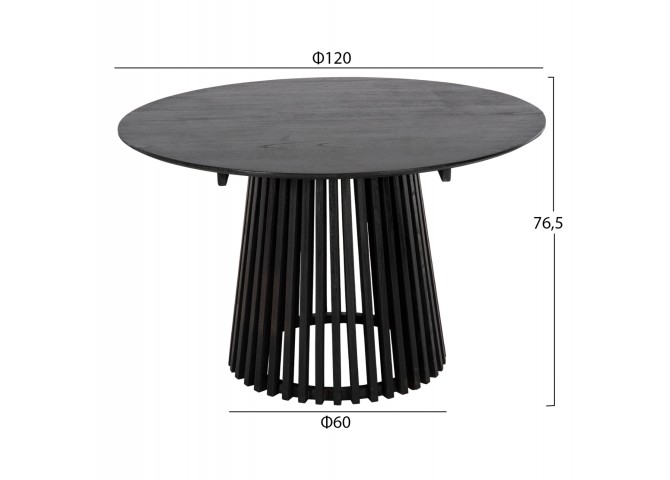 ΣΕΤ ΤΡΑΠΕΖΑΡΙΑΣ 5ΤΜΧ OSLO HM21075.01 ΣΤΡΟΓΓΥΛΟ ΤΡΑΠΕΖΙ Φ120εκ. & 4 ΚΑΡΕΚΛΕΣ-ΜΑΥΡΟ